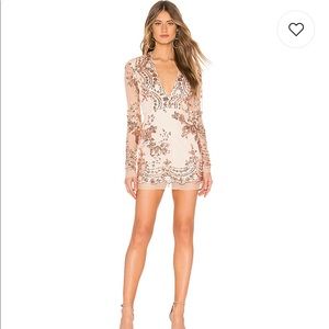Jesse Deep V Mini dress in rose gold